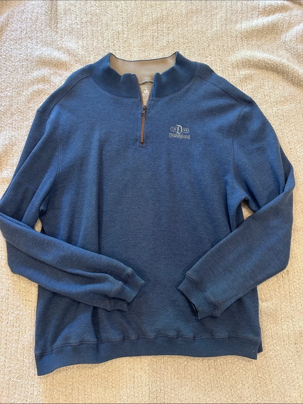 Disney Men's Blue Quarter-Zip Pullover Sweater
